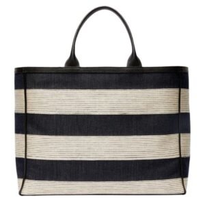 VALEXTRA TOTE BAG DENIM STRIPE LARGE