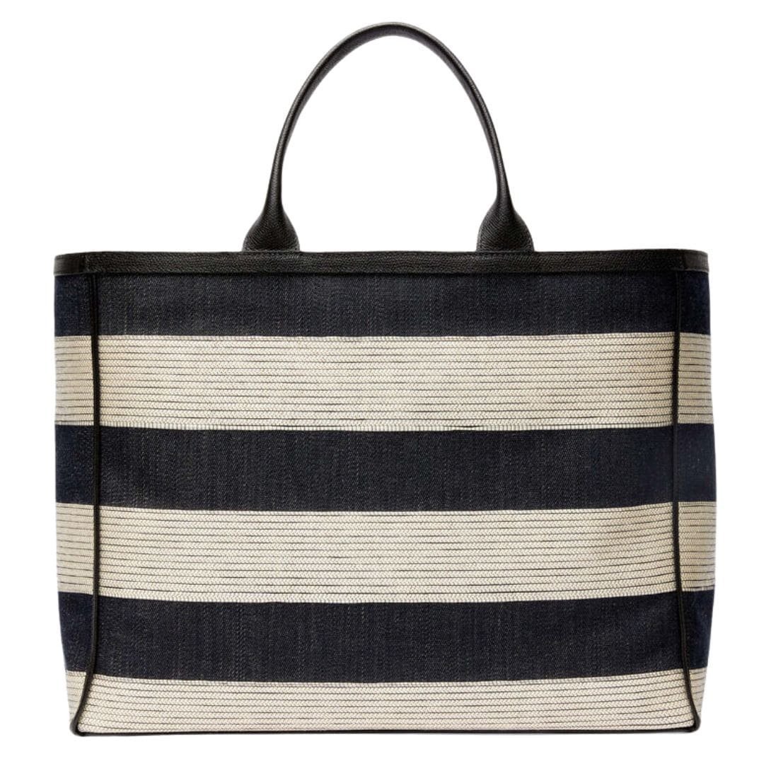 VALEXTRA TOTE BAG DENIM STRIPE LARGE - Image 2