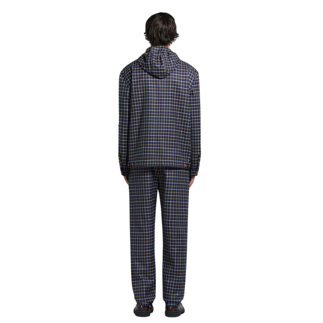 MARNI BLUE CHECKED WOOL AND COTTON OVERSHIRT - Image 4