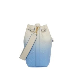 MCM MEDIUM DESSAU DRAWSTRING BAG IN GRADATION MONOGRAM LEATHER BLUE