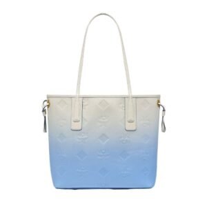 MCM SMALL LIZ SHOPPER IN GRADATION MONOGRAM LEATHER BLUE