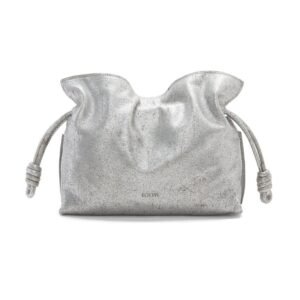 LOEWE MINI FLAMENCO CLUTCH BAG IN METALLIC LAMBSKIN