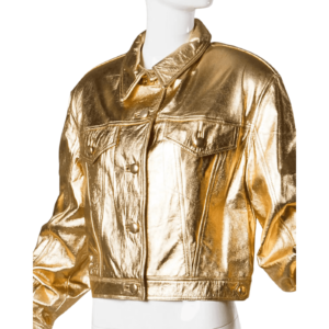 Gold Leather Jacket Women