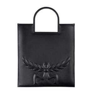 MCM X-LARGE AREN FOLD TOTE IN MEGA LAUREL LEATHER BLACK