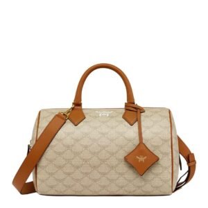 MCM MEDIUM ELLA BOSTON BAG IN LAURETOS  BEIGE