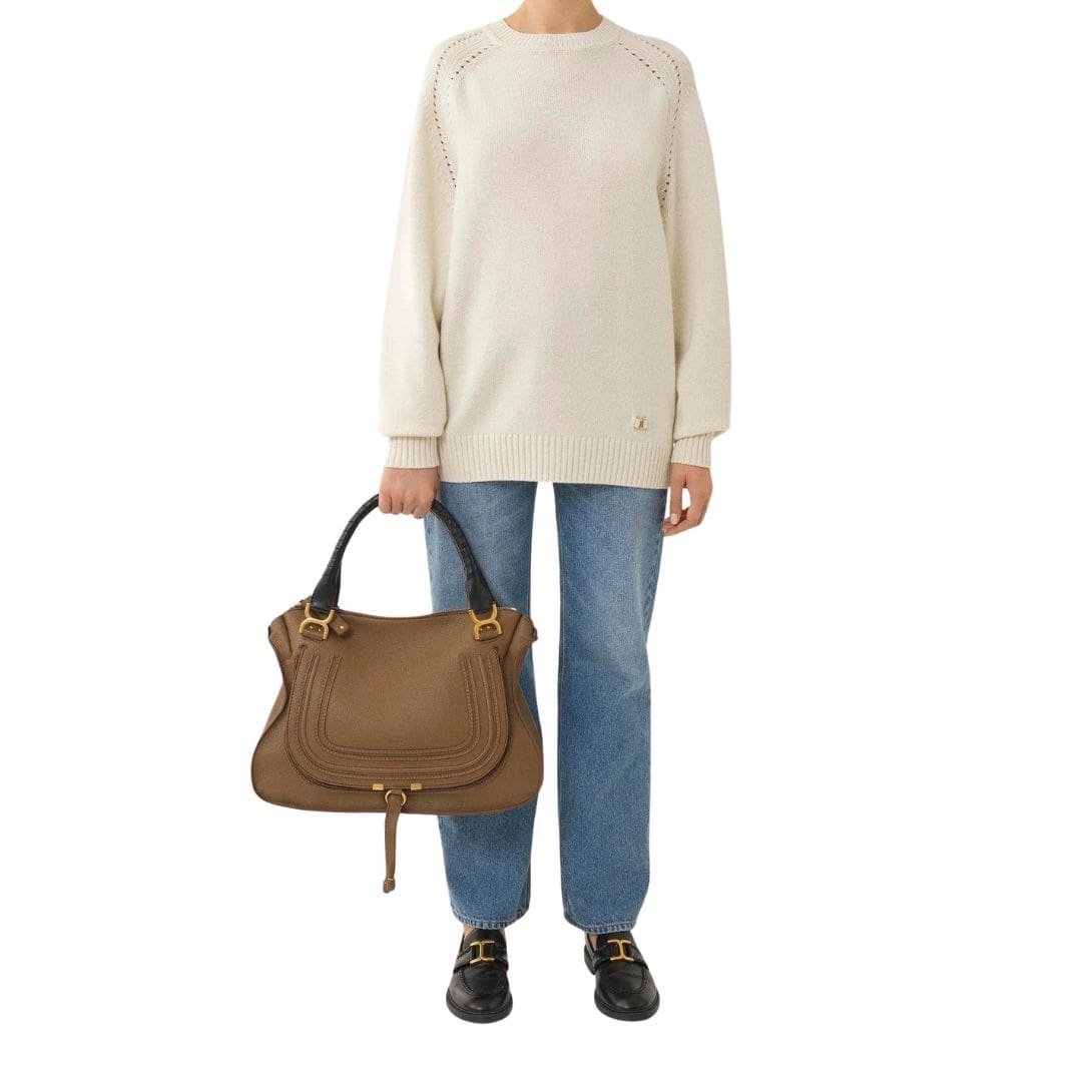 CHLOE MARCIE LARGE DOUBLE CARRY BAG PALM BROWN - Image 2