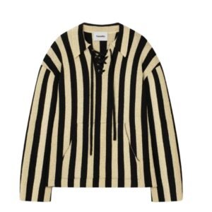NANUSHKA JORRIT STRIPED TERRY-KNIT SWEATER BLACK/PALE YELLOW