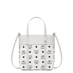 MCM MINI TONI TOP-ZIP SHOPPER IN VISETOS LEATHER MIX WHITE