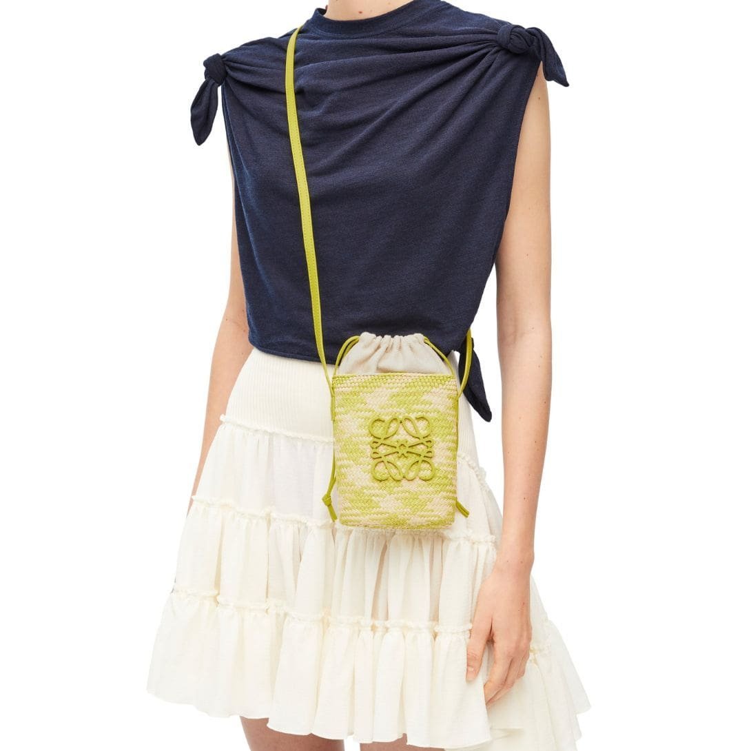 LOEWE SQUARE POCKET ANAGRAM CHECKS IN IRACA PALM AND CLASSIC CALFSKIN - Image 5