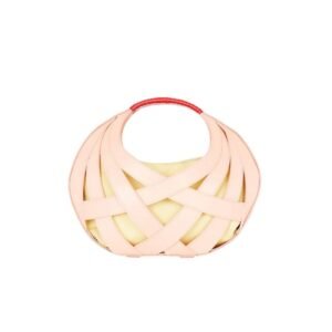 BALMAIN CALFSKIN BASKET BAG WITH AN OPENWORK GRID MOTIF