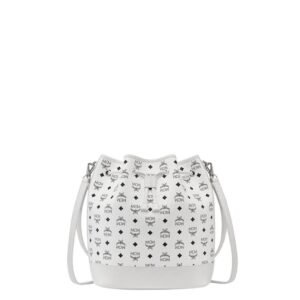 MCM LARGE DESSAU DRAWSTRING BAG IN VISETOS WHITE