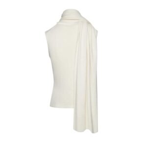 MAGDA BUTRYM SLEEVELESS HIGH NECK KNIT TOP IN CREAM