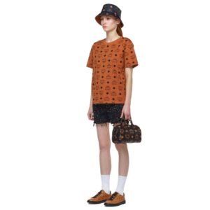 MCM SMALL AREN BOSTON BAG IN MAXI VISETOS BLACK