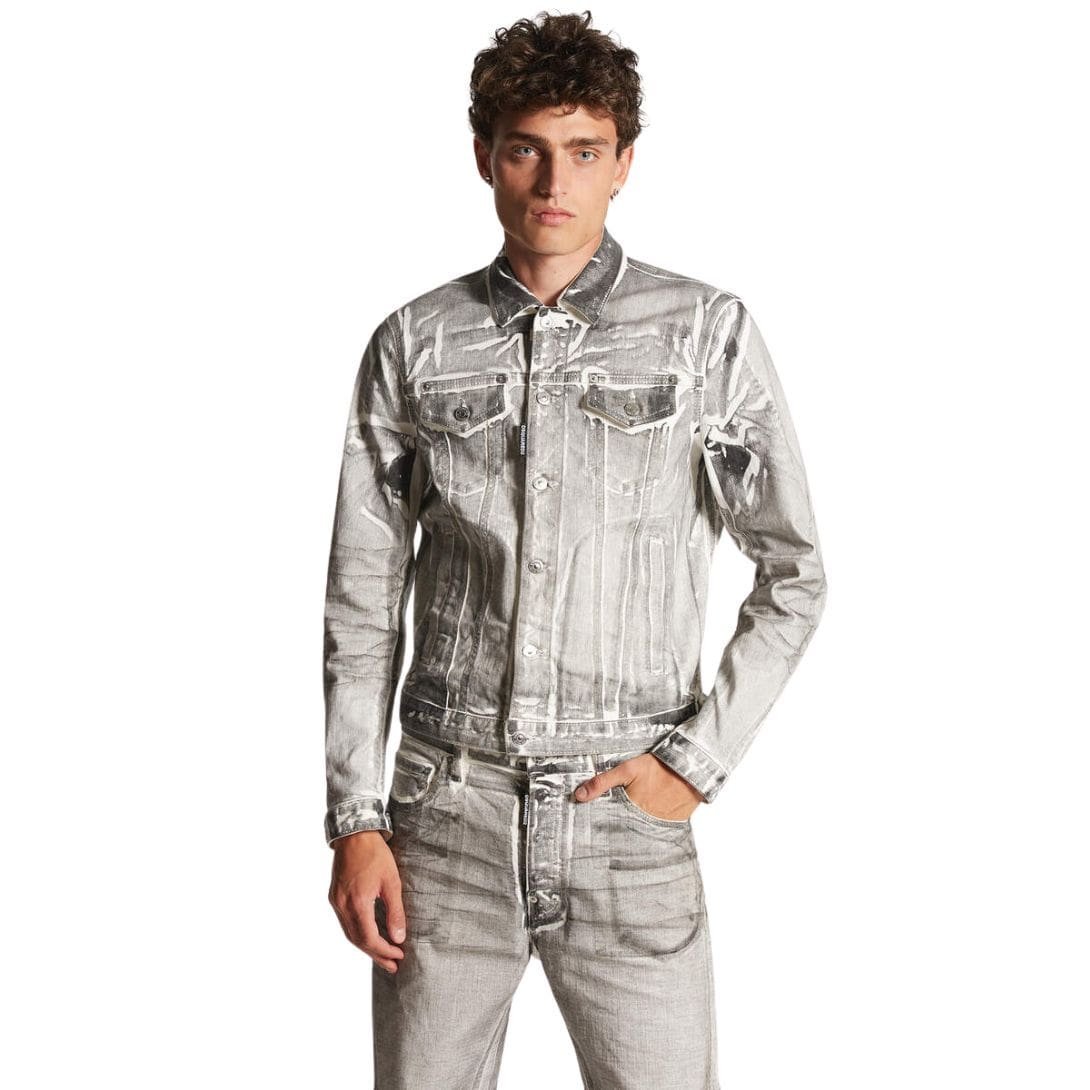 DSQUARED2 ICON WHITE COAL WASH DAN JEANS JACKET - Image 7
