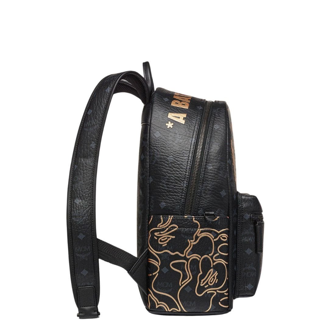 MCM SMALL X BAPE STRAK BACKPACK IN VISETOS BLACK - Image 6