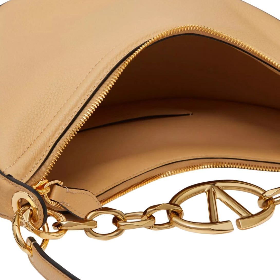 VALENTINO GARAVANI SMALL VLOGO MOON HOBO BAG IN GRAINY CALFSKIN WITH CHAIN - Image 10