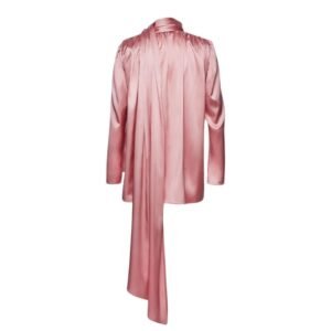 MAGDA BUTRYM LONG SLEEVE DRAPED SILK BLOUSE IN PINK