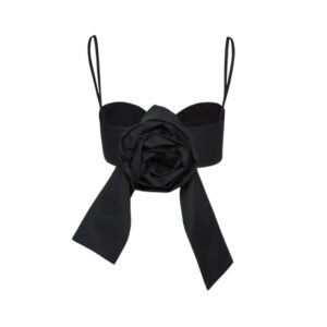 MAGDA BUTRYM ROSE SWEETHEART BRA TOP IN BLACK