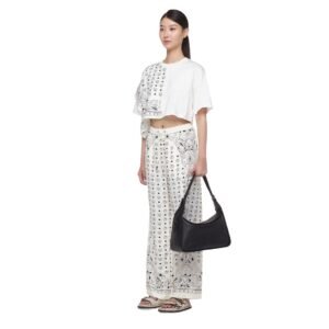 MCM MEDIUM AREN FLAP HOBO BAG IN EMBOSSED MONOGRAM LEATHER BLACK