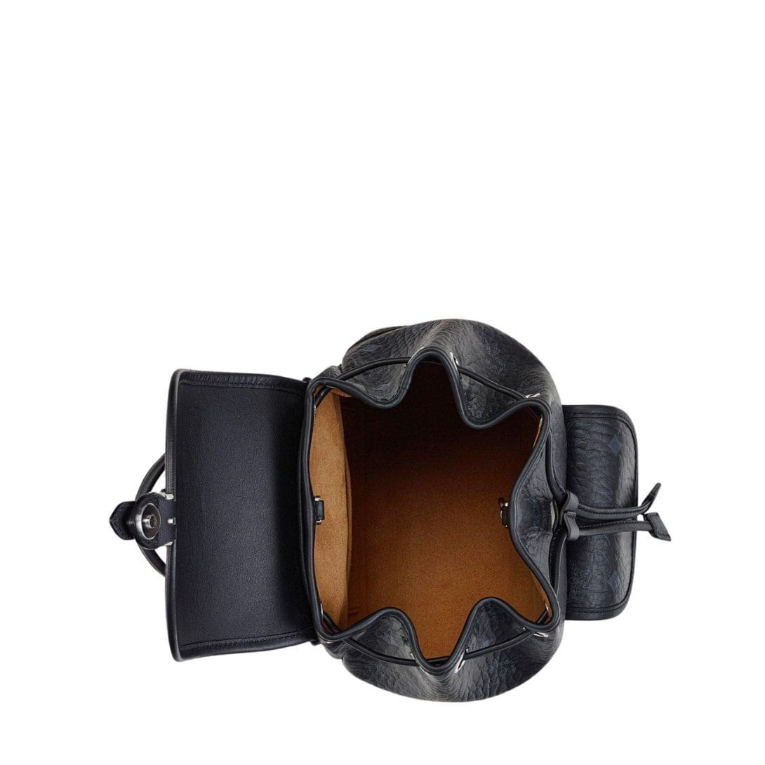 MCM MINI AREN DRAWSTRING BACKPACK IN VISETOS BLACK - Image 3