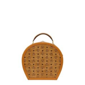 MCM MEDIUM HAT BOX IN VISETOS COGNAC