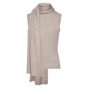 MAGDA BUTRYM SLEEVELESS HIGH NECK KNIT TOP IN BEIGE