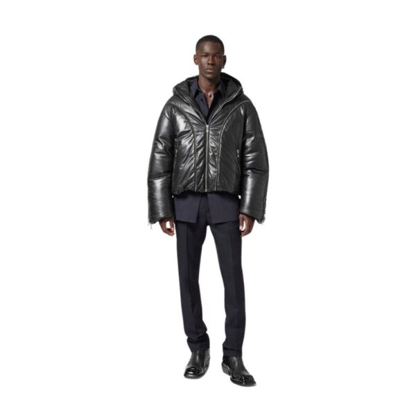 VERSACE LEATHER ZIP PUFFER JACKET - Image 2