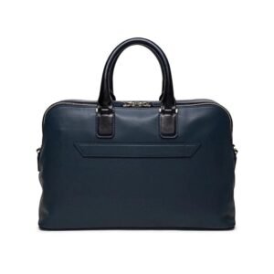 SANTONI BLUE LEATHER LAPTOP BAG