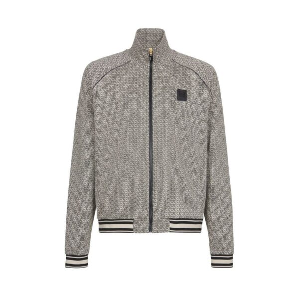  BALMAIN MINI MONOGRAMMED JACQUARD ZIPPED JACKET