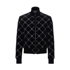 BALMAIN QUITED RHINESTONE BOMBER JACKET