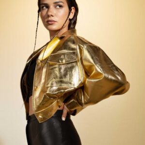 Gold Leather Jacket Women