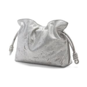 LOEWE MINI FLAMENCO CLUTCH BAG IN METALLIC LAMBSKIN