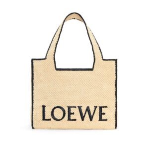 LOEWE FONT TOTE LARGE BAG IN RAFFIA