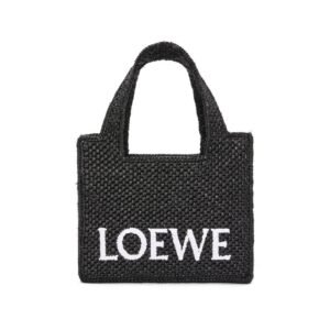 LOEWE FONT TOTE MINI BAG IN RAFFIA