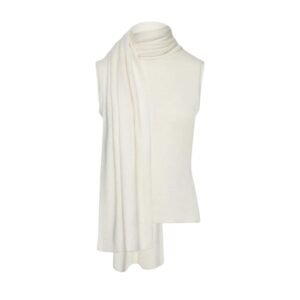 MAGDA BUTRYM SLEEVELESS HIGH NECK KNIT TOP IN CREAM