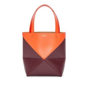 LOEWE PUZZLE FOLD TOTE MINI BAG IN SHINY CALFSKIN