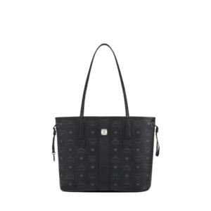 MCM SMALL REVERSIBLE LIZ SHOPPER IN VISETOS BLACK