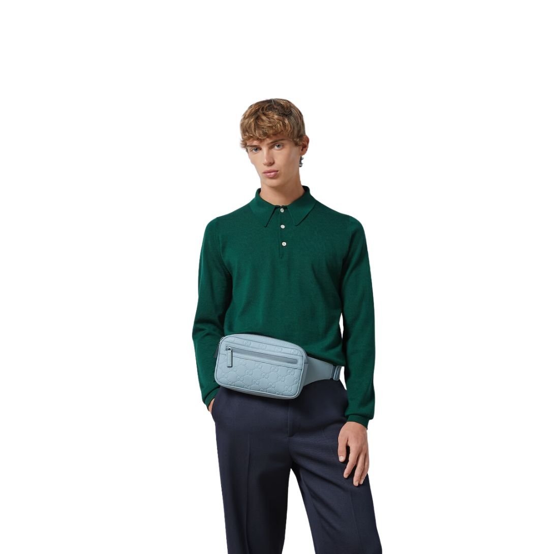 GUCCI GG RUBBER EFFECT BELT BAG IN LIGHT BLUE - Image 8