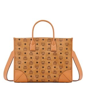 MCM LARGE MUNCHEN TOTE IN VISETOS COGNAC