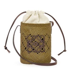 LOEWE SQUARE POCKET ANAGRAM AJOURE IN IRACA PALM AND CLASSIC CALFSKIN