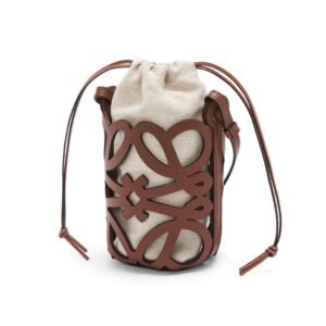 LOEWE POCKET WITH CUT OUT ANAGRAM IN CALFSKIN AND CLASSIC CANVAS