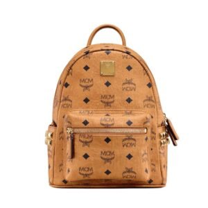 MCM MINI STARK SIDE STUDS BACKPACK IN VISETOS COGNAC