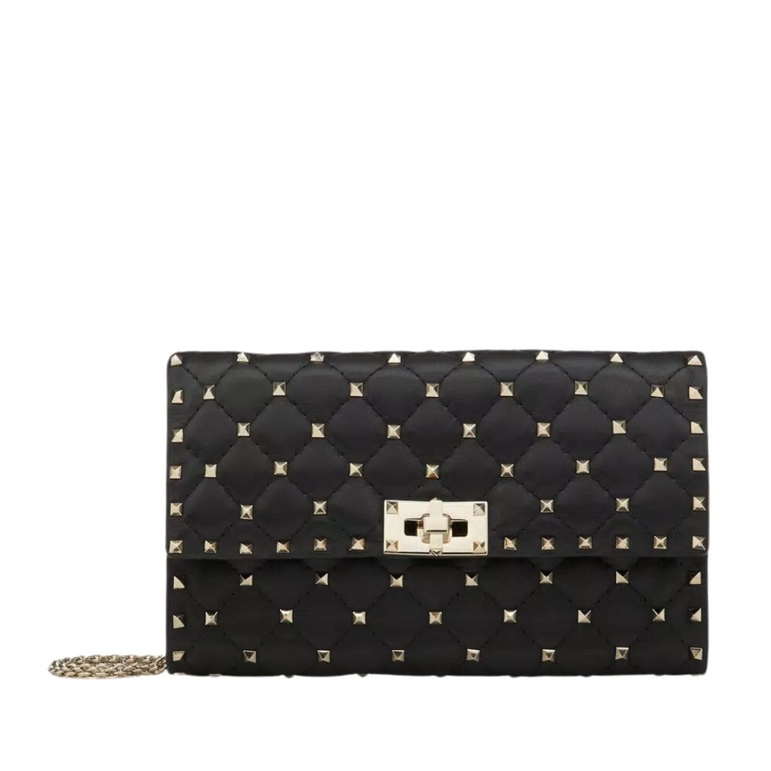VALENTINO GARAVANI ROCKSTUD SPIKE NAPPA LEATHER CROSSBODY CLUTCH BAG - Image 8