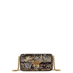 MCM SMALL HIMMEL SEQUIN SHOULDER BAG GOLD