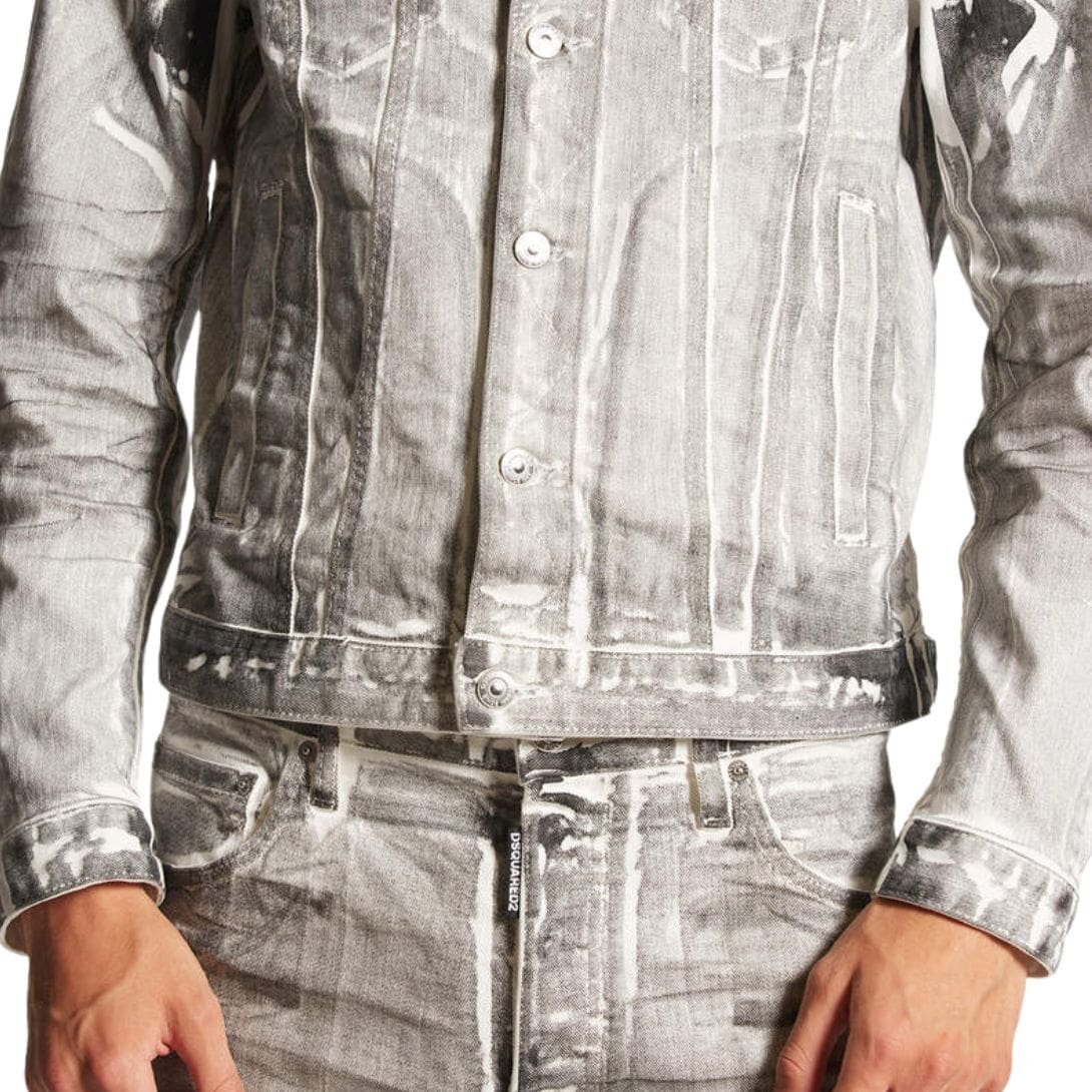 DSQUARED2 ICON WHITE COAL WASH DAN JEANS JACKET - Image 4