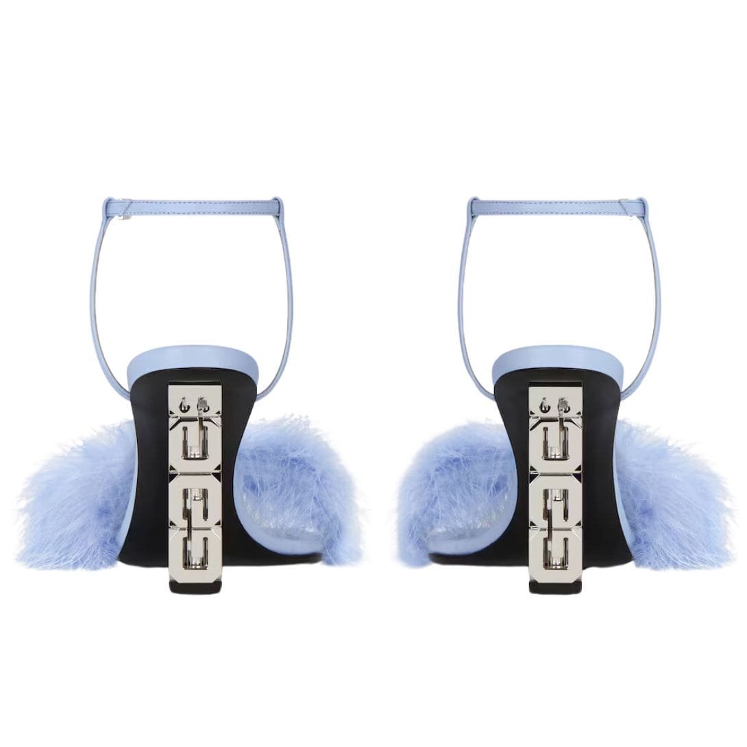 GIVENCHY G CUBE SANDALS IN LEATHER WITH FEATHERS - Image 4