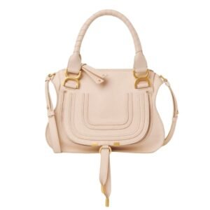 CHLOE SMALL MARCIE DOUBLE CARRY BAG IN GRAINED LEATHER CEMENT PINK