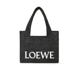 LOEWE FONT TOTE MEDIUM BAG IN RAFFIA