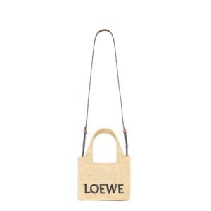 LOEWE FONT TOTE MINI BAG IN RAFFIA
