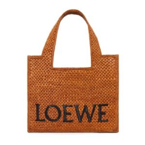 LOEWE FONT TOTE SMALL BAG IN RAFFIA
